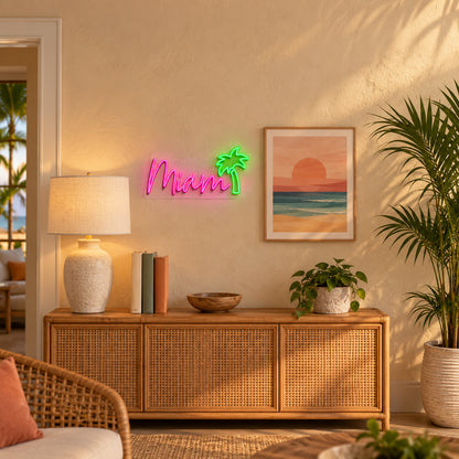 Miami Palm Tree Neon Sign - Installation Scene