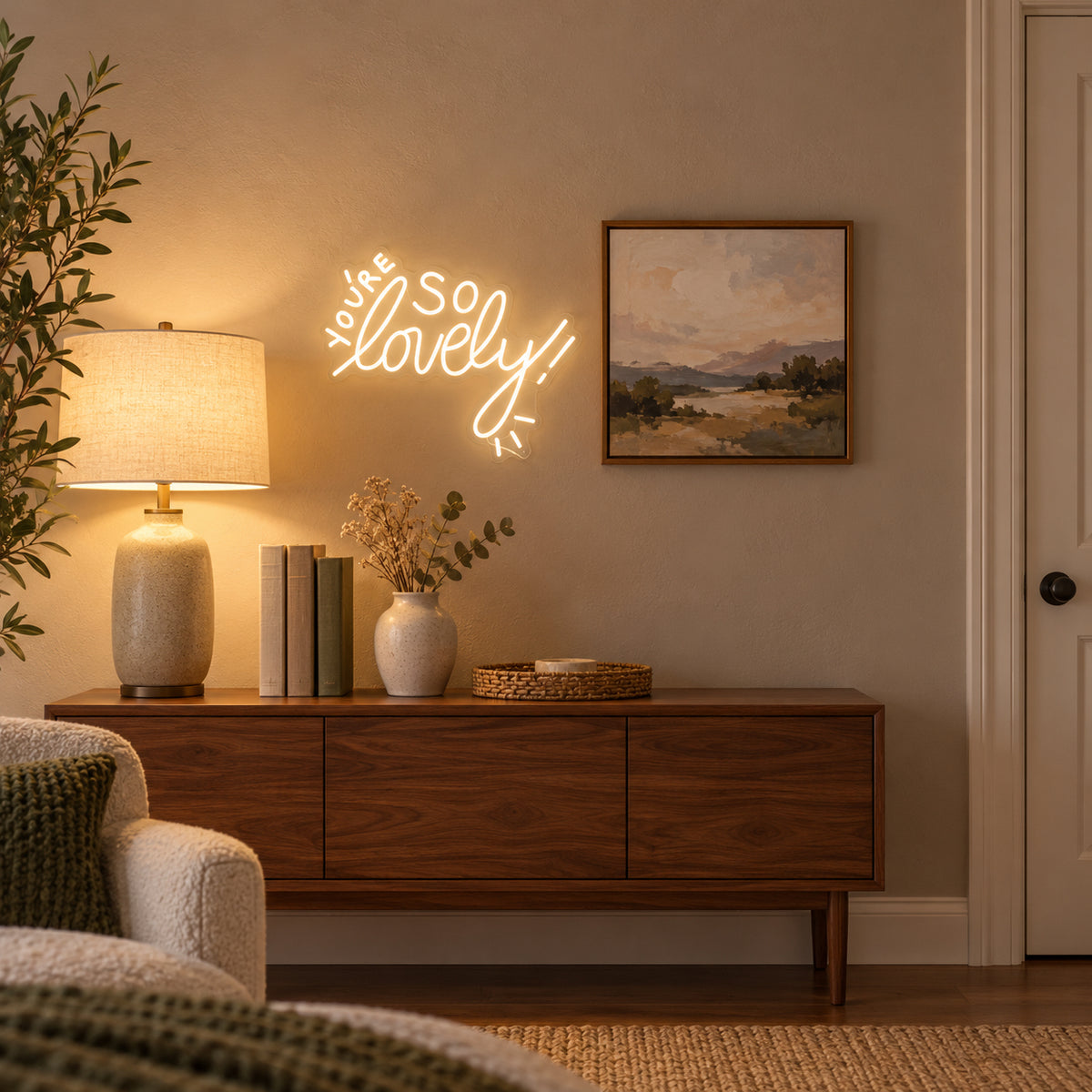 You're So Lovely LED Neon Sign Dimmable Wall Light - Installation Scene
