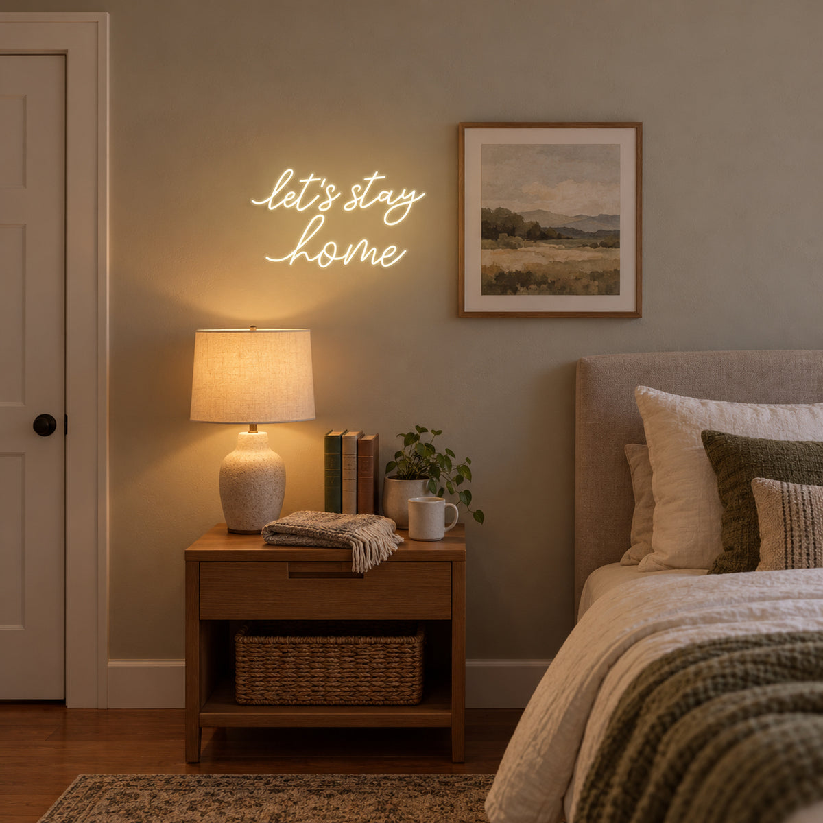 Let’s Stay Home LED Neon Sign - Installation Scene