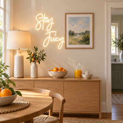 Stay Juicy LED Neon Sign Dimmable Wall Light - Installation Scene