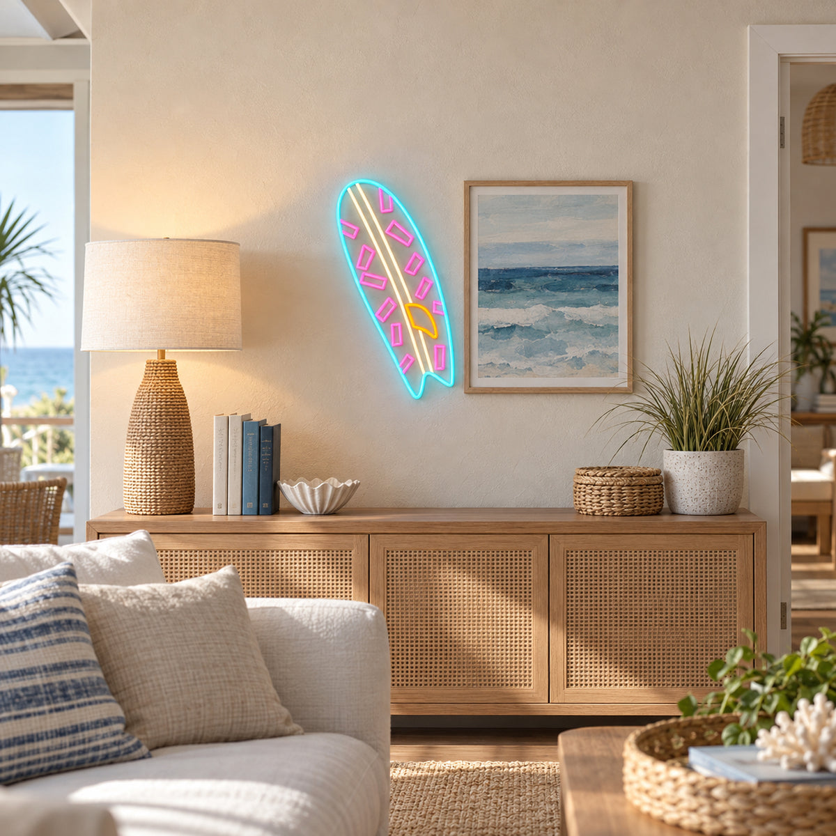 Surfing Board Neon Sign - Installation Scene