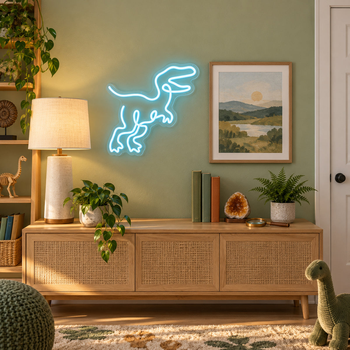 Dinosaur T Rex LED Neon Sign Dimmable Wall Light - Installation Scene