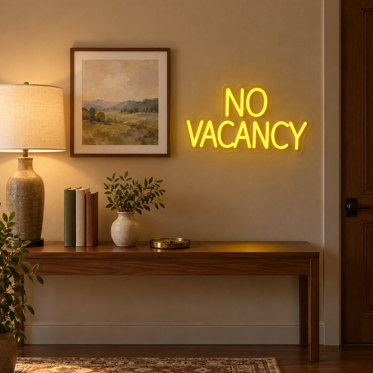 No Vacancy LED Neon Sign Dimmable Wall Light - Installation Scene