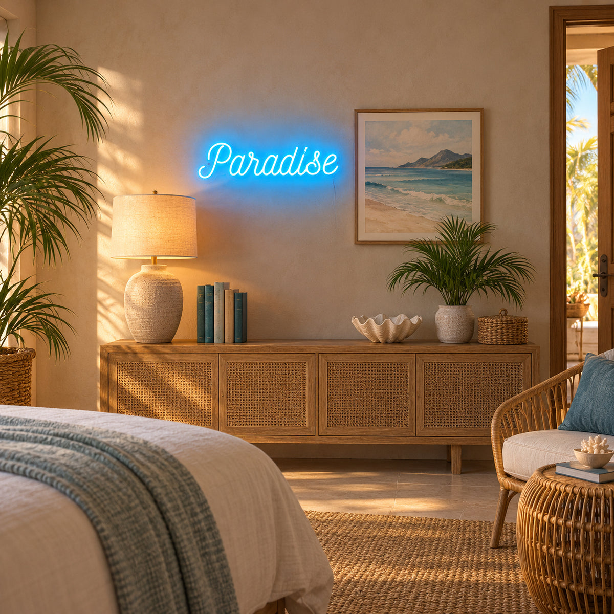 Paradise LED Neon Sign Header Style Script - Installation Scene