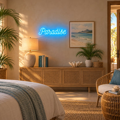Paradise LED Neon Sign Header Style Script - Installation Scene