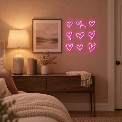 Hearts Neon Sign - Installation Scene