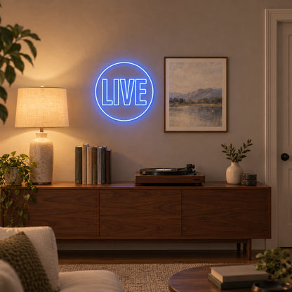 Live LED Neon Sign Circle Vine Badge - Installation Scene