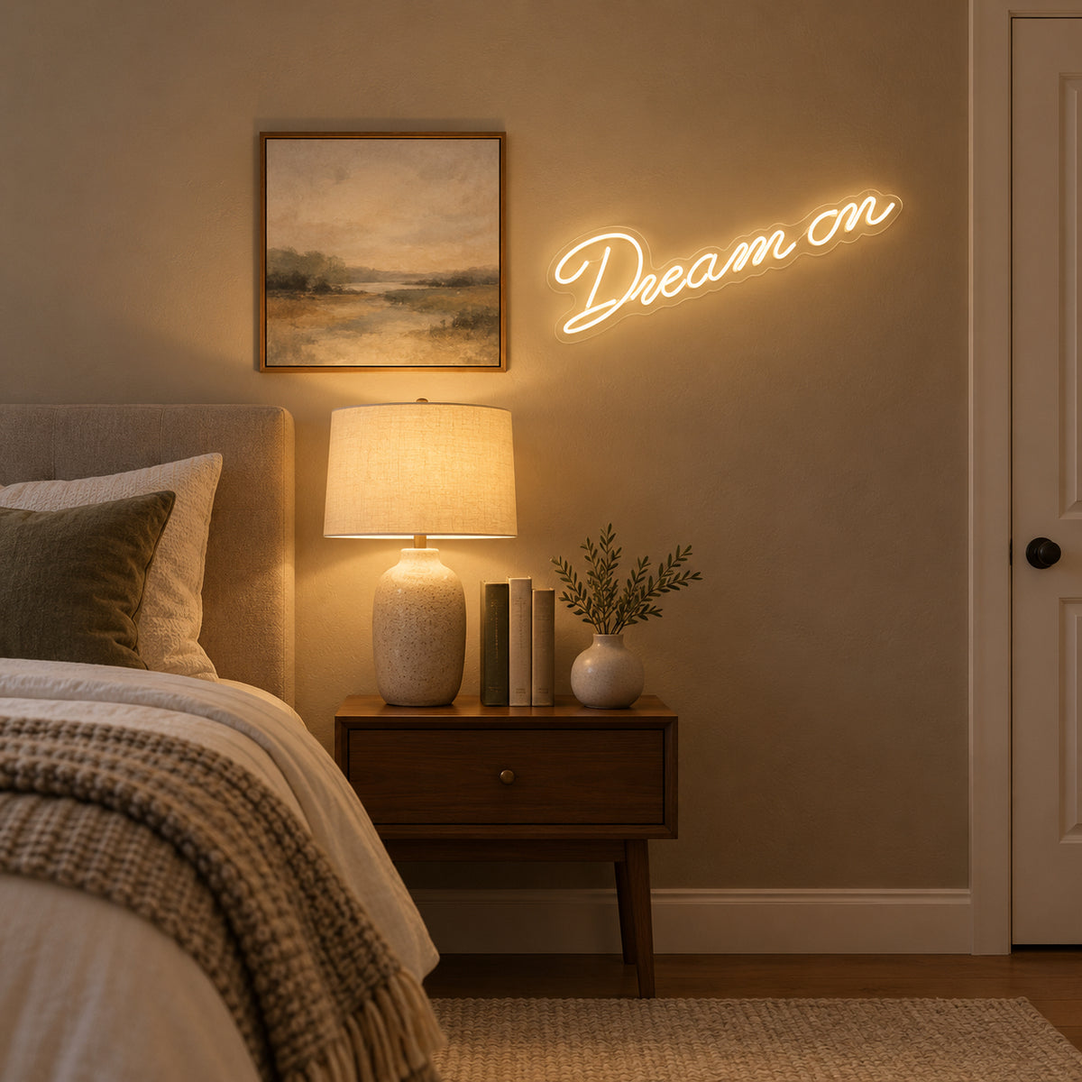 Dream On LED Neon Sign Dimmable Wall Light - Installation Scene