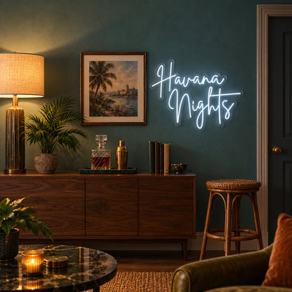 Havana Nights LED Neon Sign Dimmable Wall Light - Installation Scene