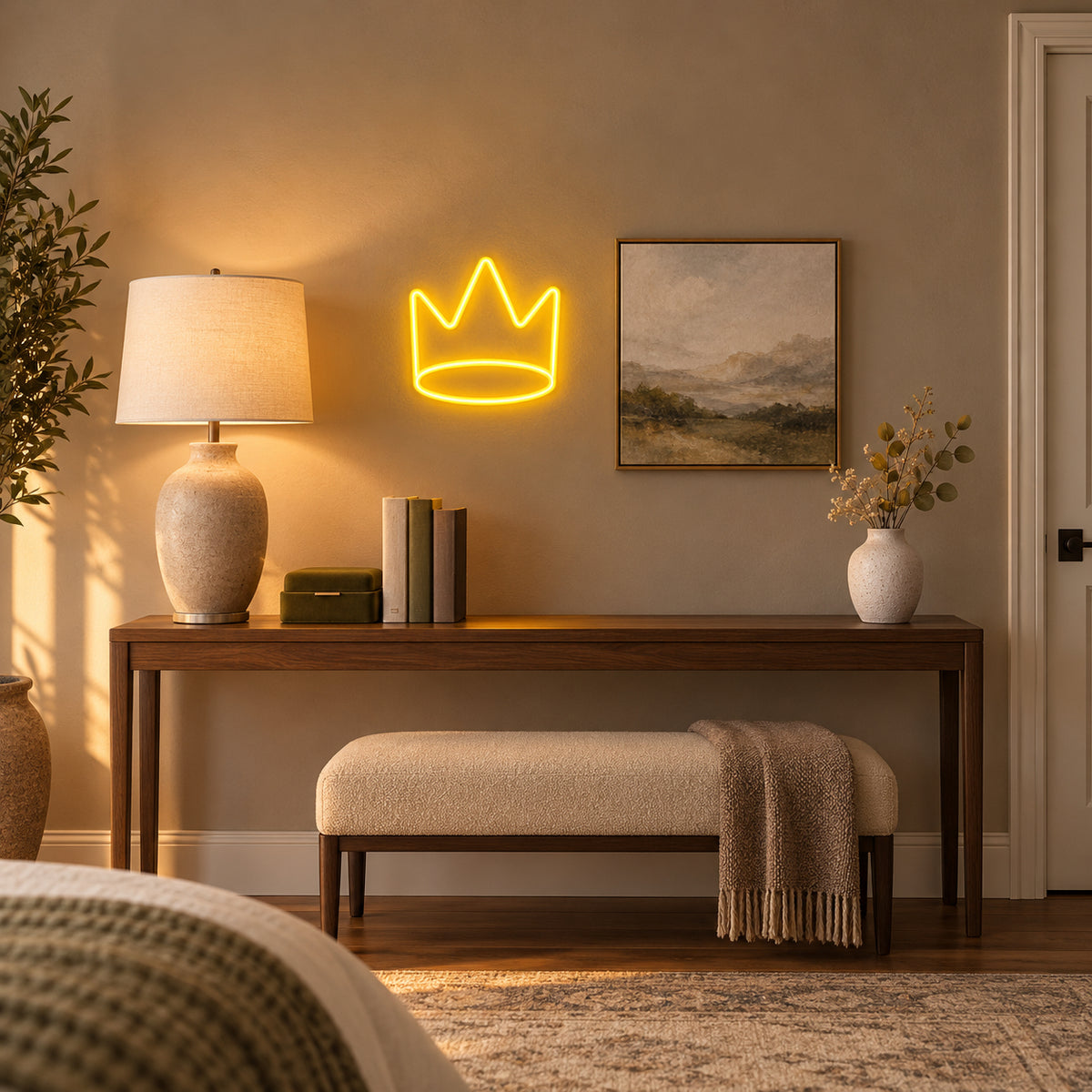 Crown LED Neon Sign for Photo Booth Light Up Party Decor - Installation Scene