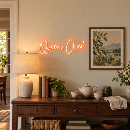Queen Chai LED Neon Sign Dimmable Wall Light - Installation Scene