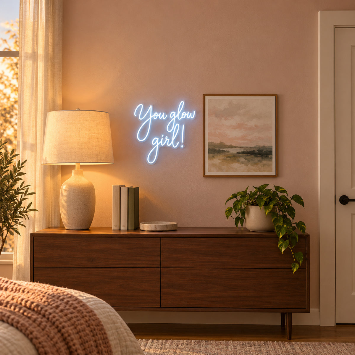 You Glow Girl LED Neon Sign Handheld Scene Script - Installation Scene