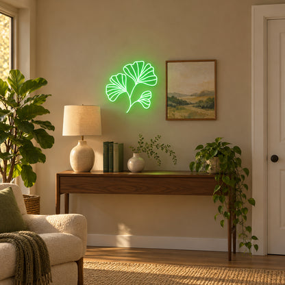 Ginkgo Leaves Neon Sign - Installation Scene