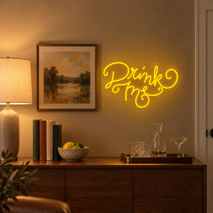 Drink Me LED Neon Sign Dimmable Wall Light - Installation Scene