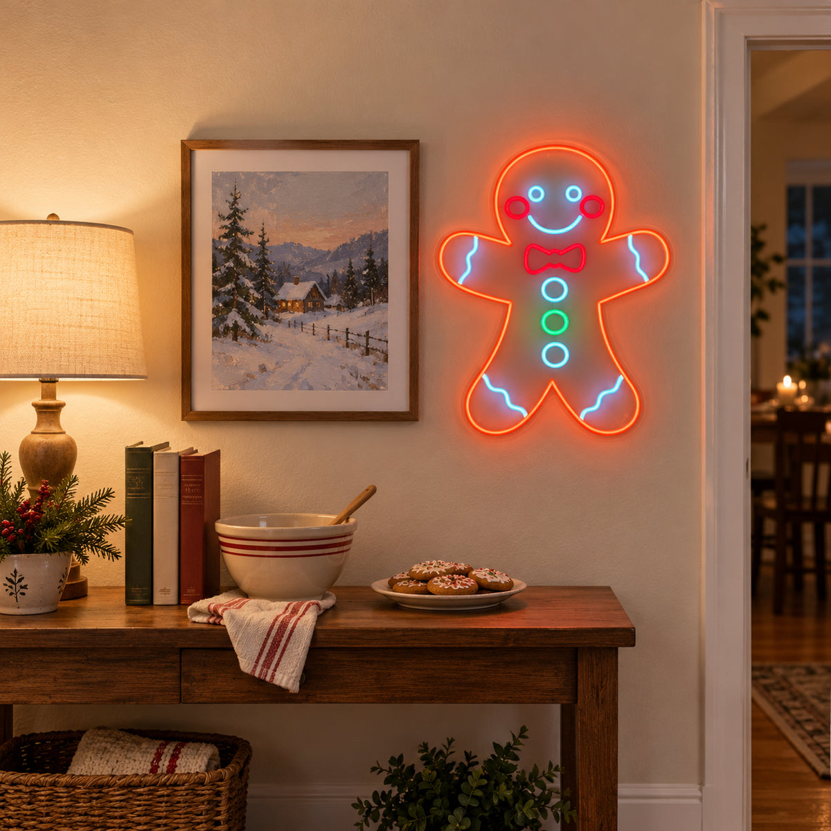 Gingerbread Man Neon Sign - Installation Scene