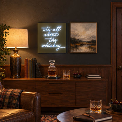 It's All About The Whiskey LED Neon Sign Dimmable Wall Light - Installation Scene