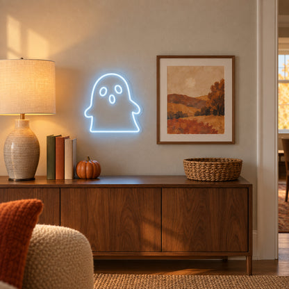 Ghost Boo Halloween Neon Sign - Installation Scene