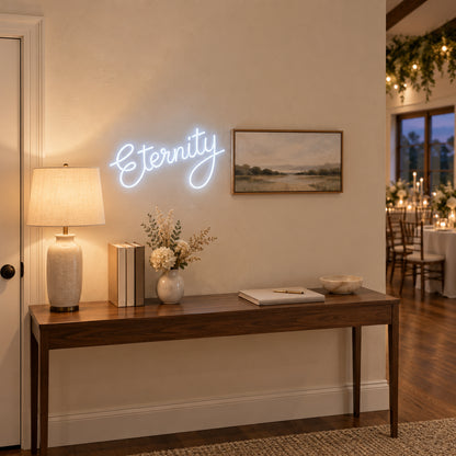 Eternity LED Neon Sign for Wedding Light Up Party Decor - Installation Scene