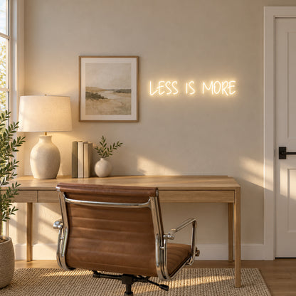 Less Is More Neon Sign - Installation Scene