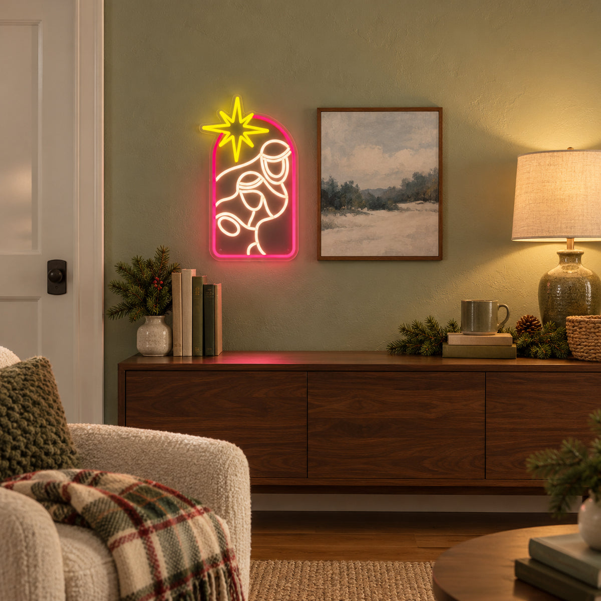 The Star Christmas Neon Sign - Installation Scene
