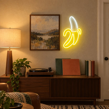 Banana LED Neon Sign for Man Cave Dimmable Wall Decor - Installation Scene