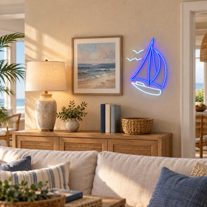 Sailing Boat LED Neon Sign Dimmable Wall Light - Installation Scene