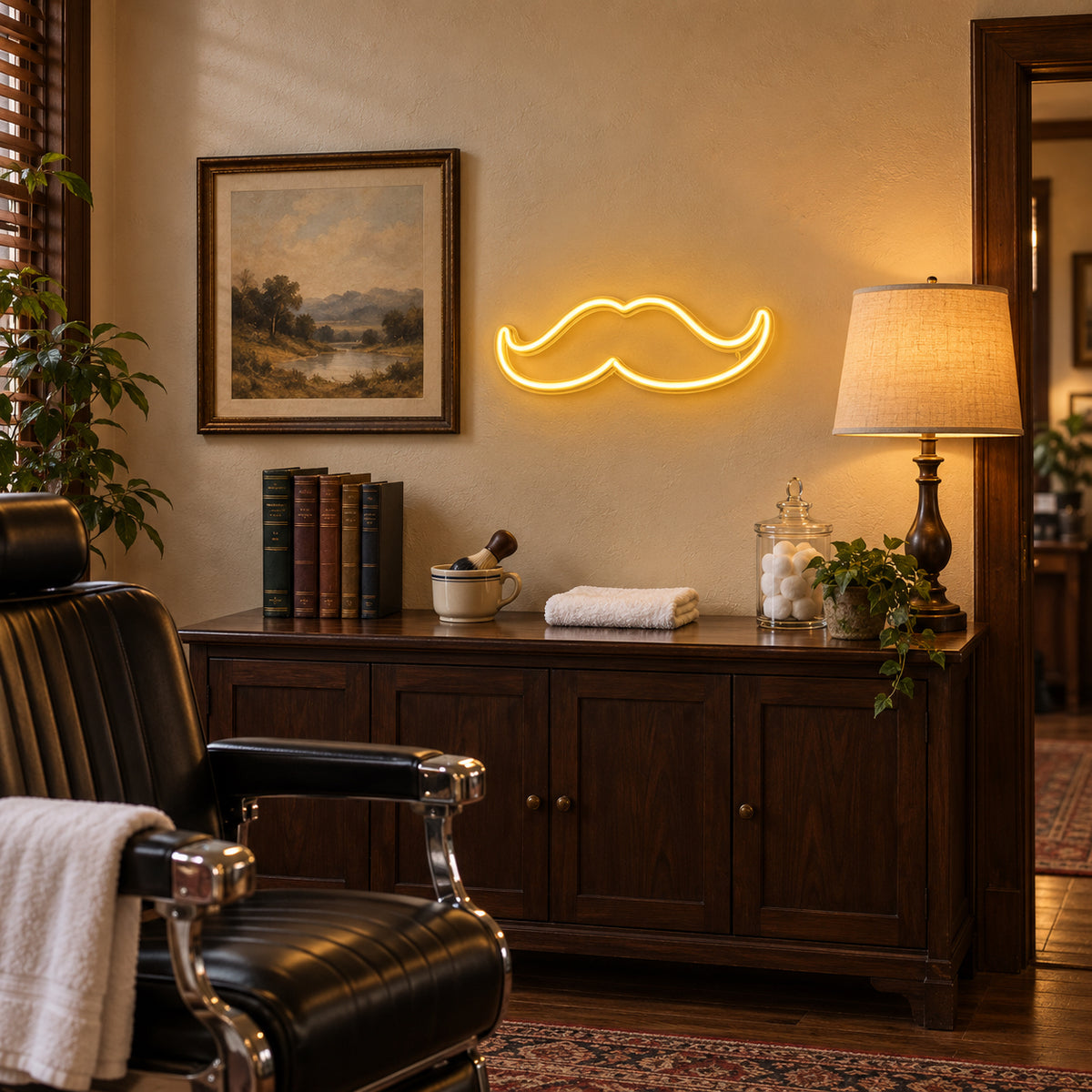 Mustache LED Neon Sign Dimmable Wall Light - Installation Scene