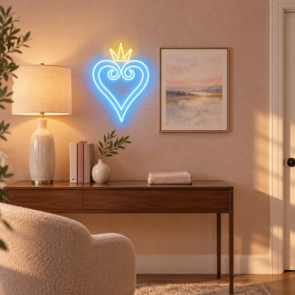 Kingdom Heart LED Neon Sign for Salon Light Up Business Decor - Installation Scene