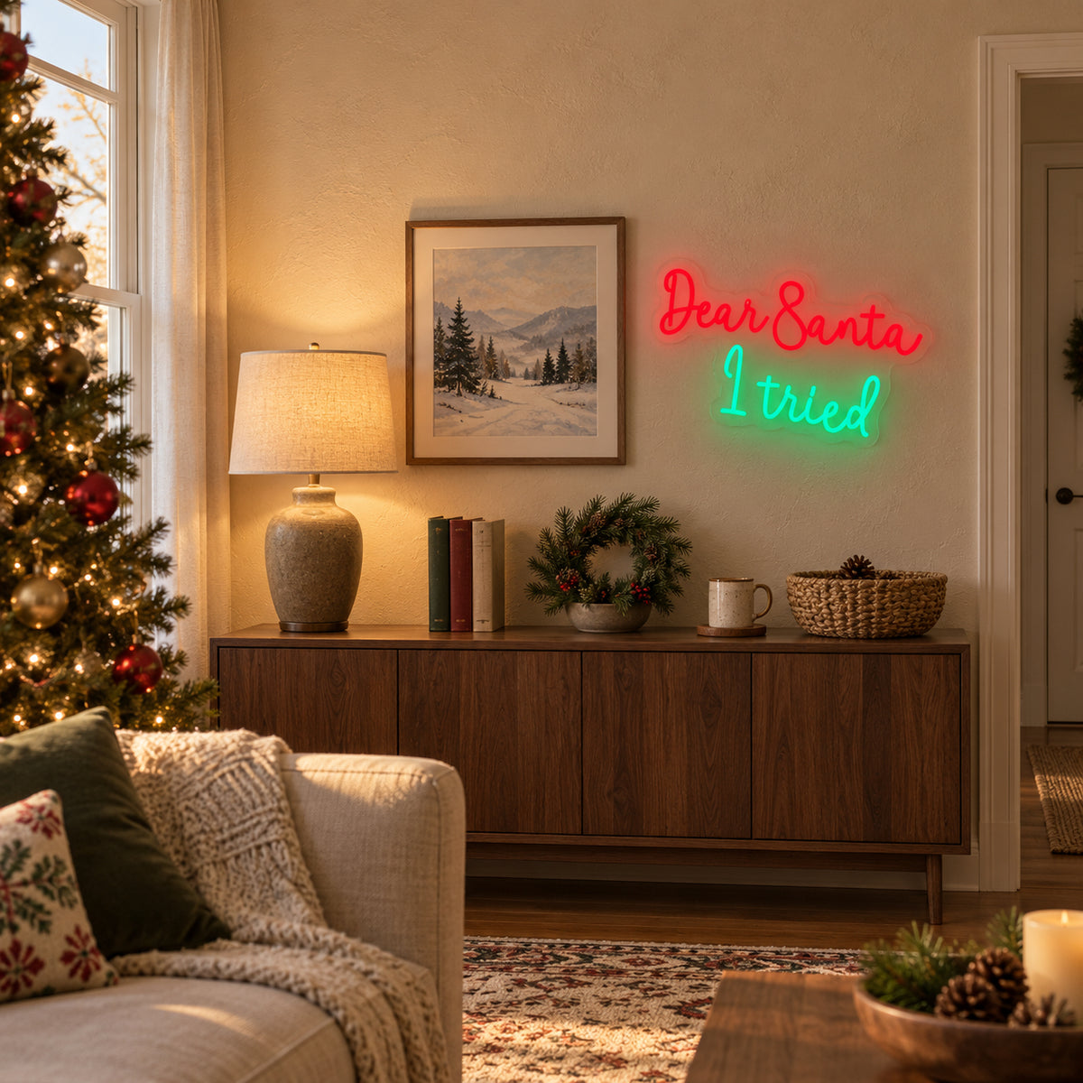 Dear Santa I tried Christmas Neon Light - Installation Scene