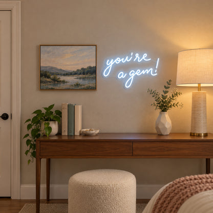 You're a Gem LED Neon Sign Dimmable Wall Light - Installation Scene