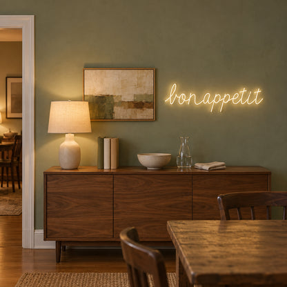 Bon Appetit Neon Sign - Installation Scene