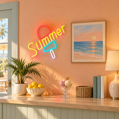 Ice Cream Summer LED Neon Sign for Bar Light Up Business Decor - Installation Scene