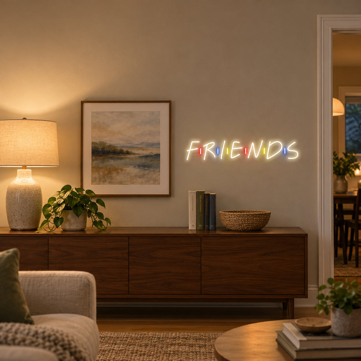 Friends Neon Sign - Installation Scene
