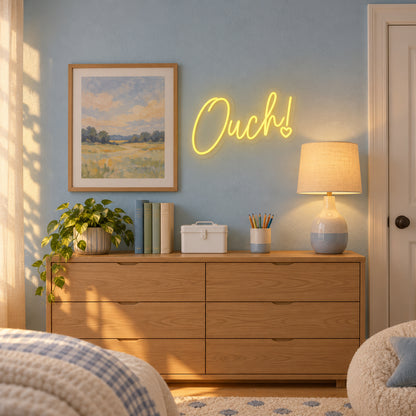 Ouch LED Neon Sign Dimmable Wall Light - Installation Scene