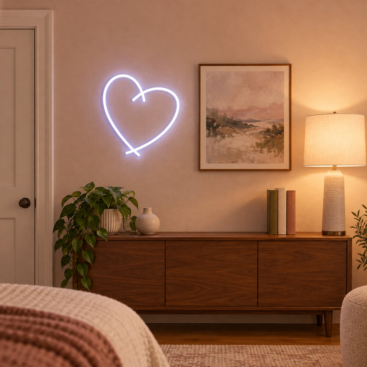 Heart LED Neon Sign Solid Heart Design - Installation Scene