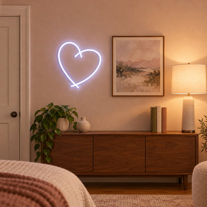 Heart LED Neon Sign Solid Heart Design - Installation Scene
