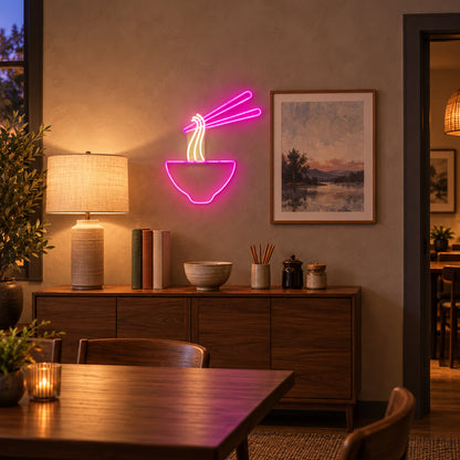 Bowl of Noodles LED Neon Sign Dimmable Wall Light - Installation Scene