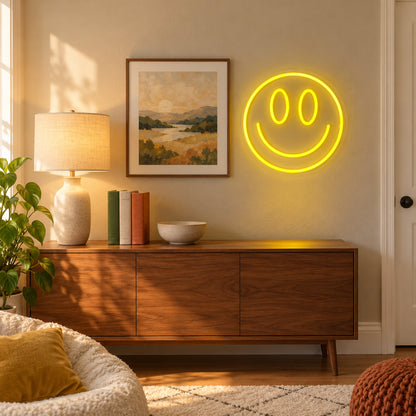 Smiley Face LED Neon Sign Dimmable Wall Light - Installation Scene
