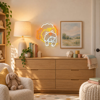 Dog Cute Puppy LED Neon Sign for Kids Room Dimmable Wall Decor - Installation Scene