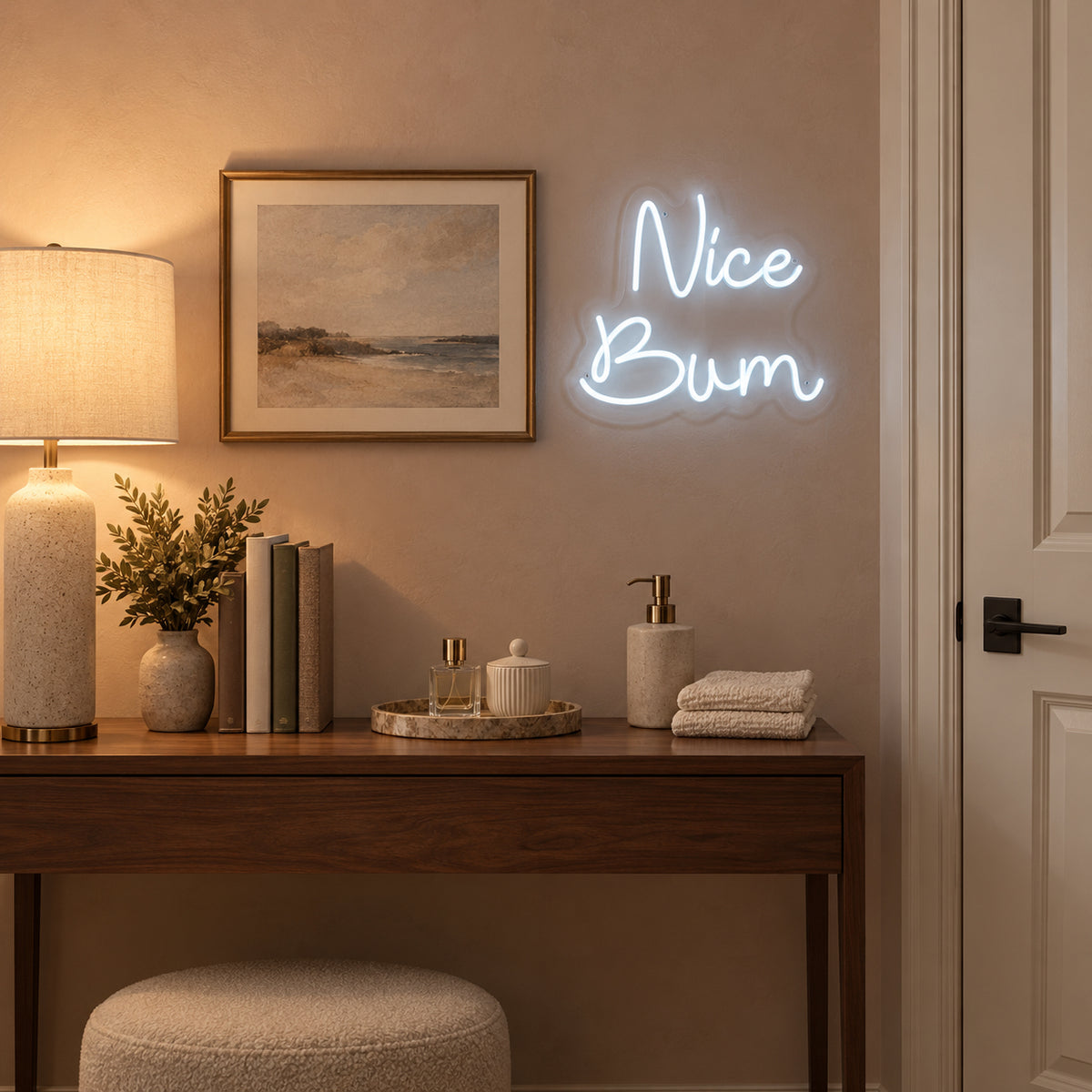 Nice Bum LED Neon Sign Dimmable Wall Light - Installation Scene