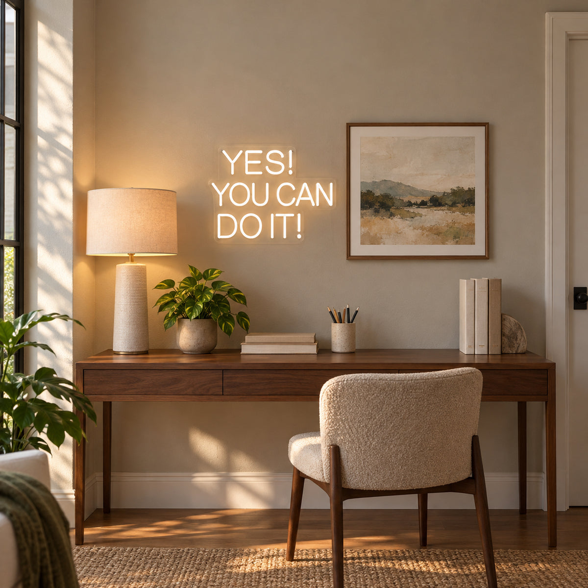 Yes You Can Do it LED Neon Sign Dimmable Wall Light - Installation Scene