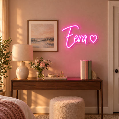 Eva Heart LED Neon Sign Dimmable Wall Light - Installation Scene