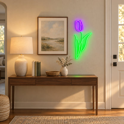 Purple Tulip Neon Sign - Installation Scene