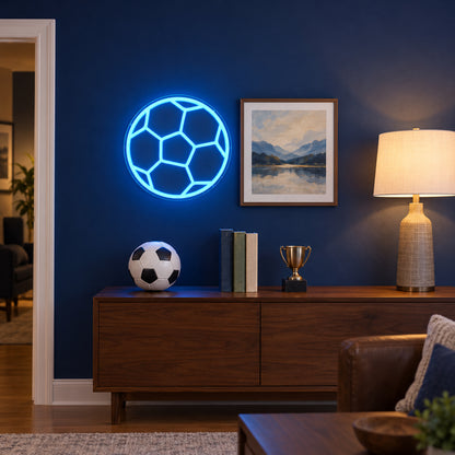 Soccer Ball LED Neon Sign for Game Room - Installation Scene