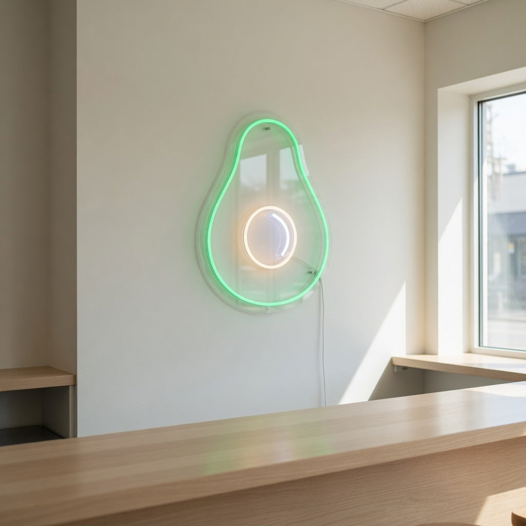 Avocado LED Neon Sign for Bar Light Up Business Decor - Installation Scene