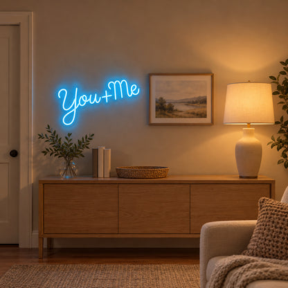 You plus Me LED Neon Sign for Wedding Light Up Party Decor - Installation Scene