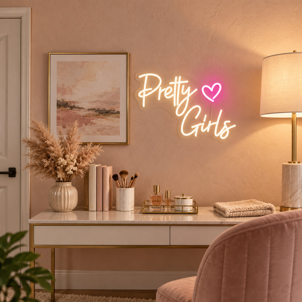 Pretty Girl LED Neon Sign Dimmable Wall Light - Installation Scene