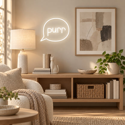 Purr Cat LED Neon Sign Dimmable Wall Light - Installation Scene