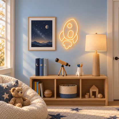 Rocket LED Neon Sign Dimmable Wall Light - Installation Scene
