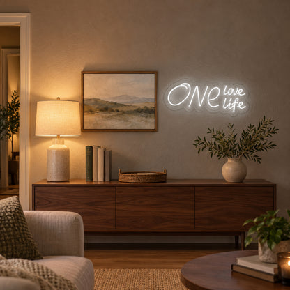 One Love One Life LED Neon Sign Dimmable Wall Light - Installation Scene